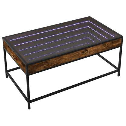 vidaXL Coffee Table with Infinity LED Smoked Oak 90x50x41 cm 3