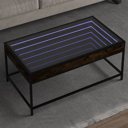 vidaXL Coffee Table with Infinity LED Smoked Oak 90x50x41 cm 1