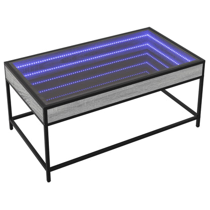 vidaXL Coffee Table with Infinity LED Grey Sonoma 90x50x41 cm 3