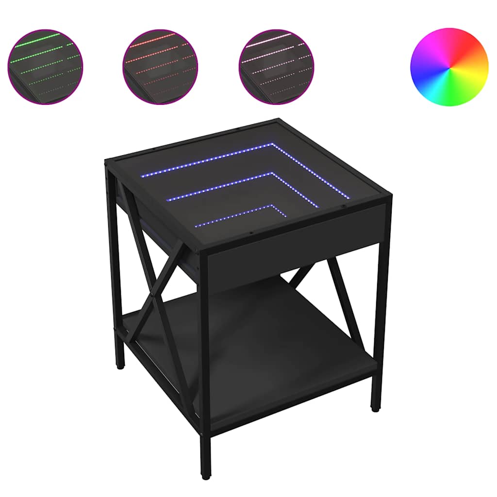 vidaXL Coffee Table with Infinity LED Black 40x40x49 cm 2