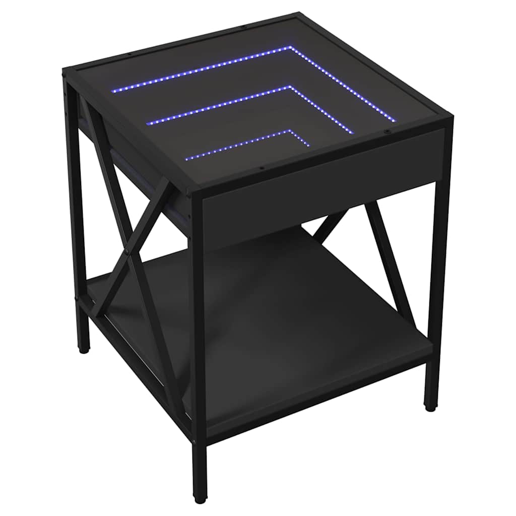 vidaXL Coffee Table with Infinity LED Black 40x40x49 cm 3