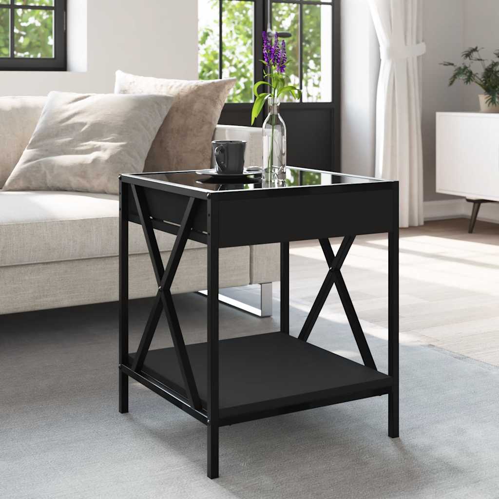 vidaXL Coffee Table with Infinity LED Black 40x40x49 cm 4
