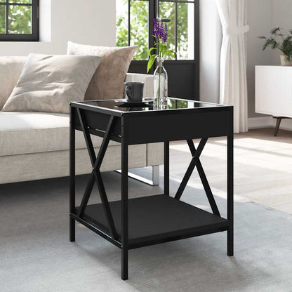 vidaXL Coffee Table with Infinity LED Black 40x40x49 cm 4