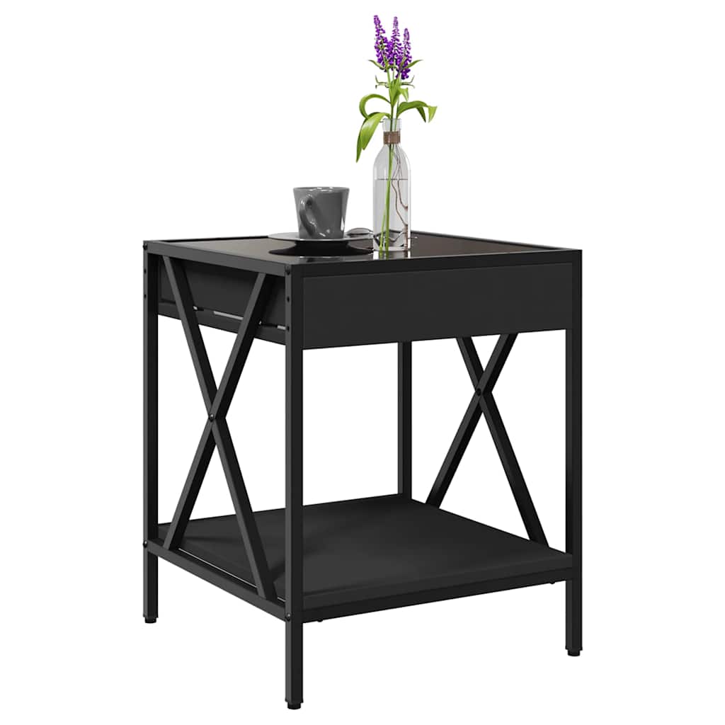 vidaXL Coffee Table with Infinity LED Black 40x40x49 cm 5