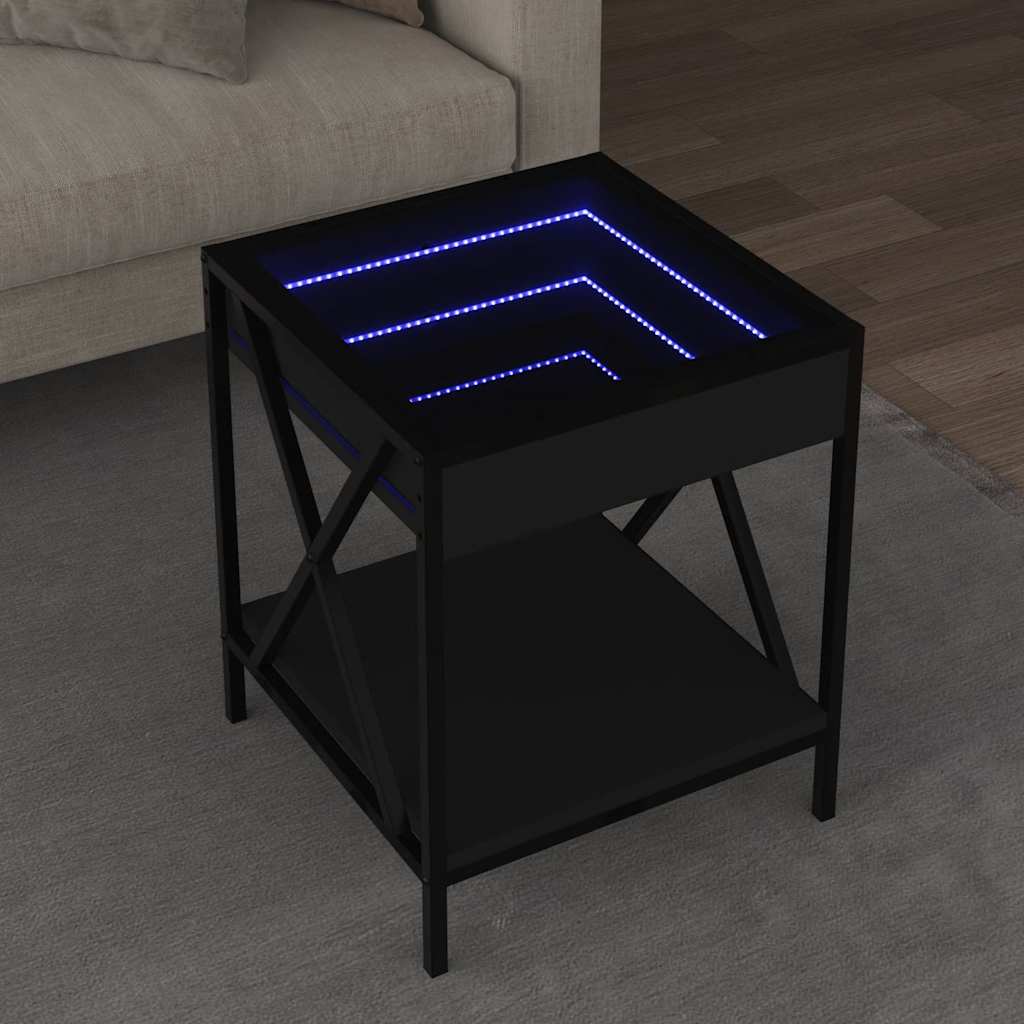 vidaXL Coffee Table with Infinity LED Black 40x40x49 cm 1