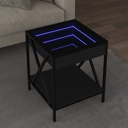 vidaXL Coffee Table with Infinity LED Black 40x40x49 cm 1