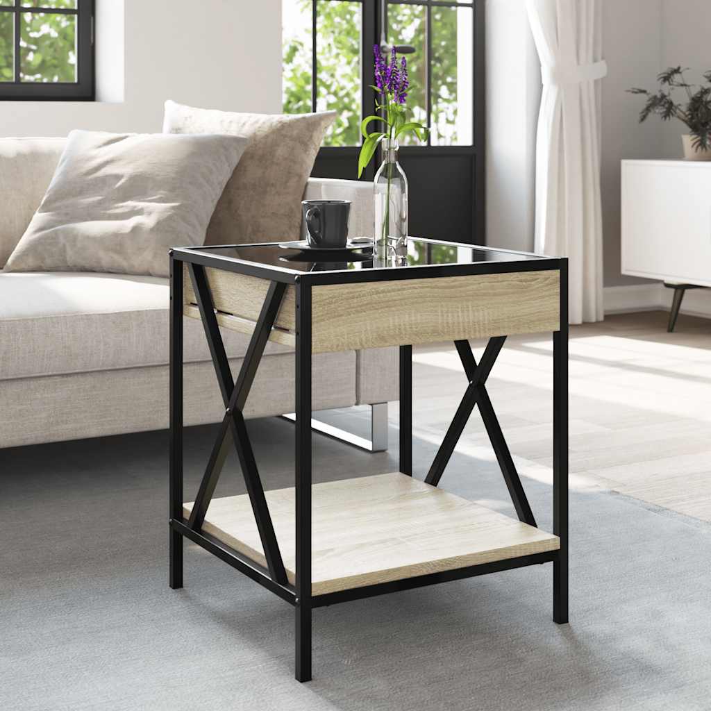 vidaXL Coffee Table with Infinity LED Sonoma Oak 40x40x49 cm 4