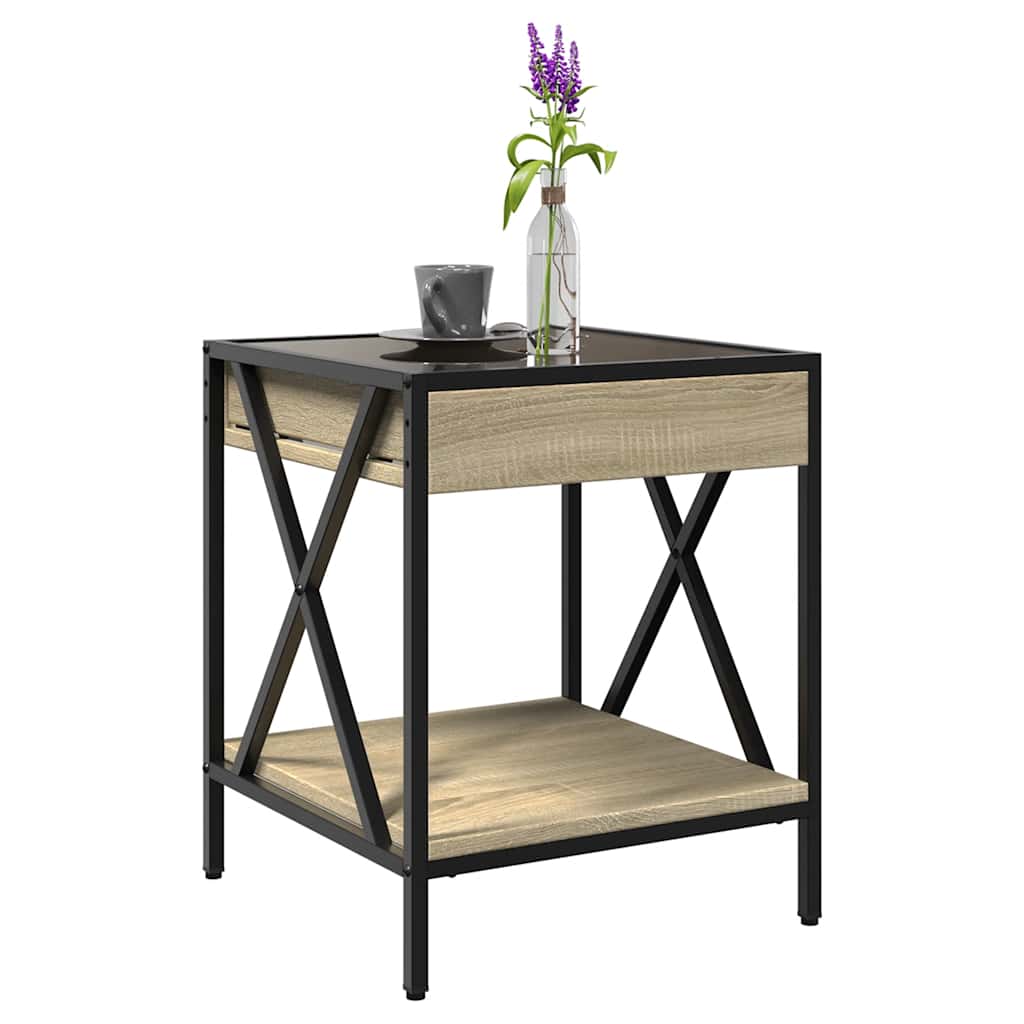vidaXL Coffee Table with Infinity LED Sonoma Oak 40x40x49 cm 5