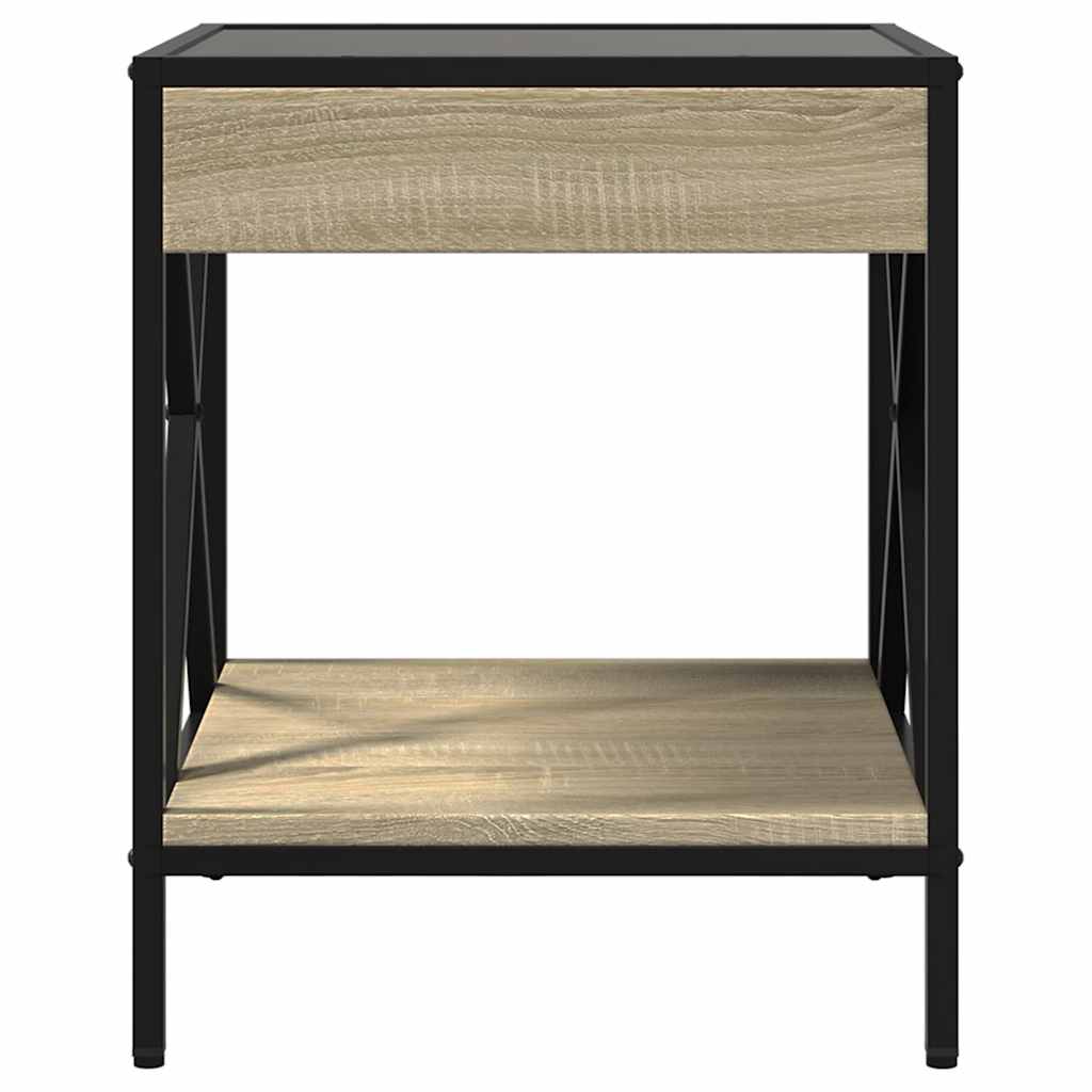 vidaXL Coffee Table with Infinity LED Sonoma Oak 40x40x49 cm 6