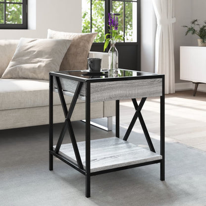 vidaXL Coffee Table with Infinity LED Grey Sonoma 40x40x49 cm 4
