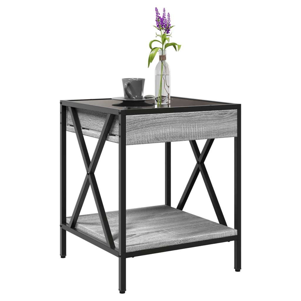 vidaXL Coffee Table with Infinity LED Grey Sonoma 40x40x49 cm 5