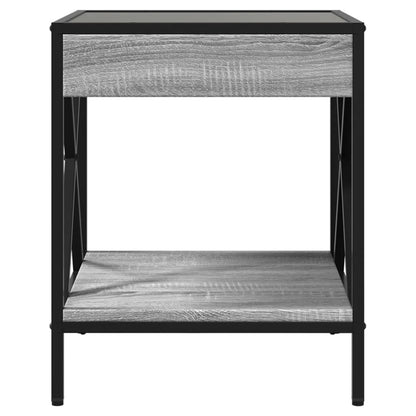 vidaXL Coffee Table with Infinity LED Grey Sonoma 40x40x49 cm 6