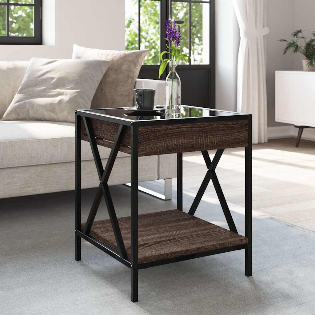 vidaXL Coffee Table with Infinity LED Brown Oak 40x40x49 cm 4