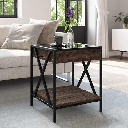 vidaXL Coffee Table with Infinity LED Brown Oak 40x40x49 cm 4