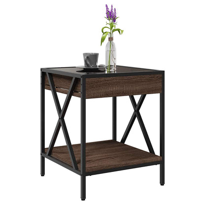 vidaXL Coffee Table with Infinity LED Brown Oak 40x40x49 cm 5