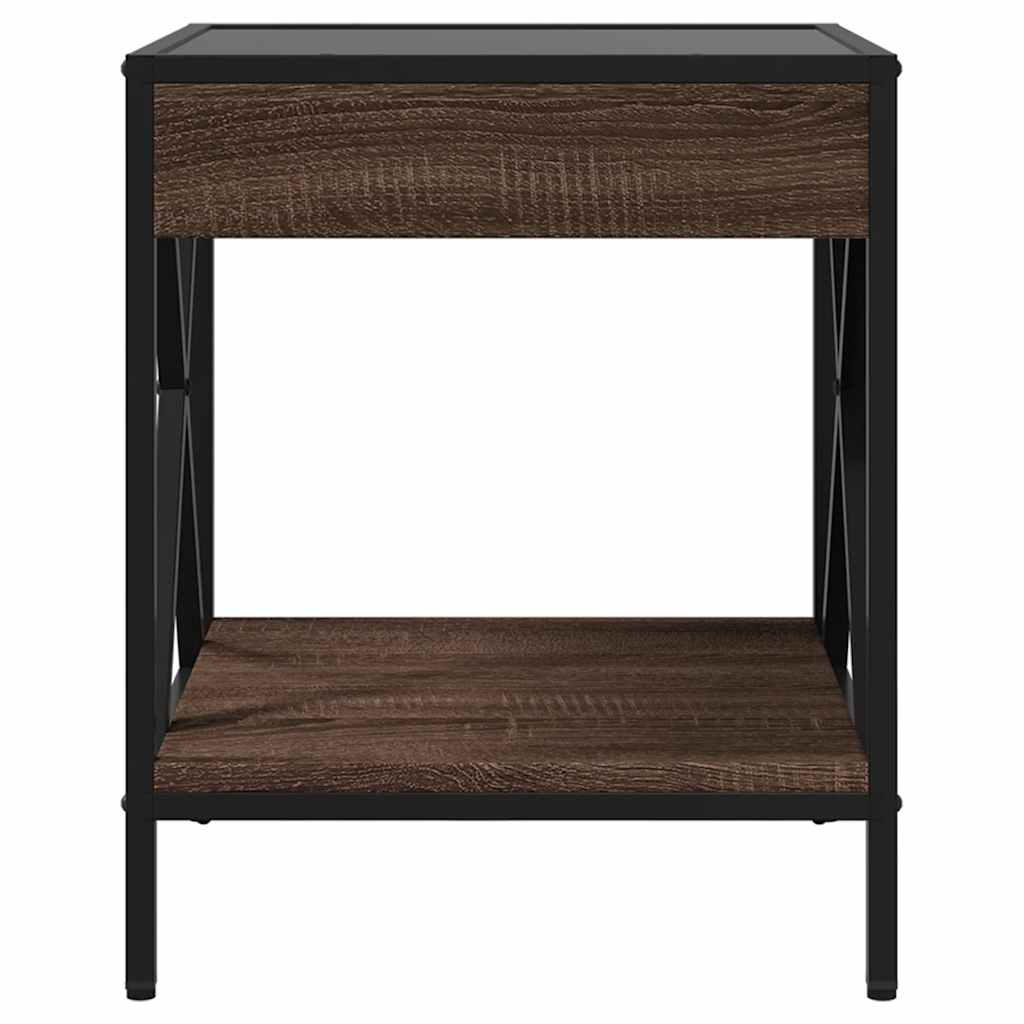 vidaXL Coffee Table with Infinity LED Brown Oak 40x40x49 cm 6