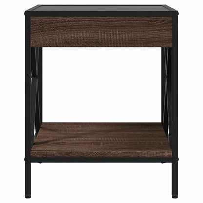 vidaXL Coffee Table with Infinity LED Brown Oak 40x40x49 cm 6