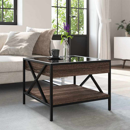 vidaXL Coffee Table with Infinity LED Brown Oak 50x50x38 cm 4