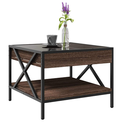 vidaXL Coffee Table with Infinity LED Brown Oak 50x50x38 cm 5