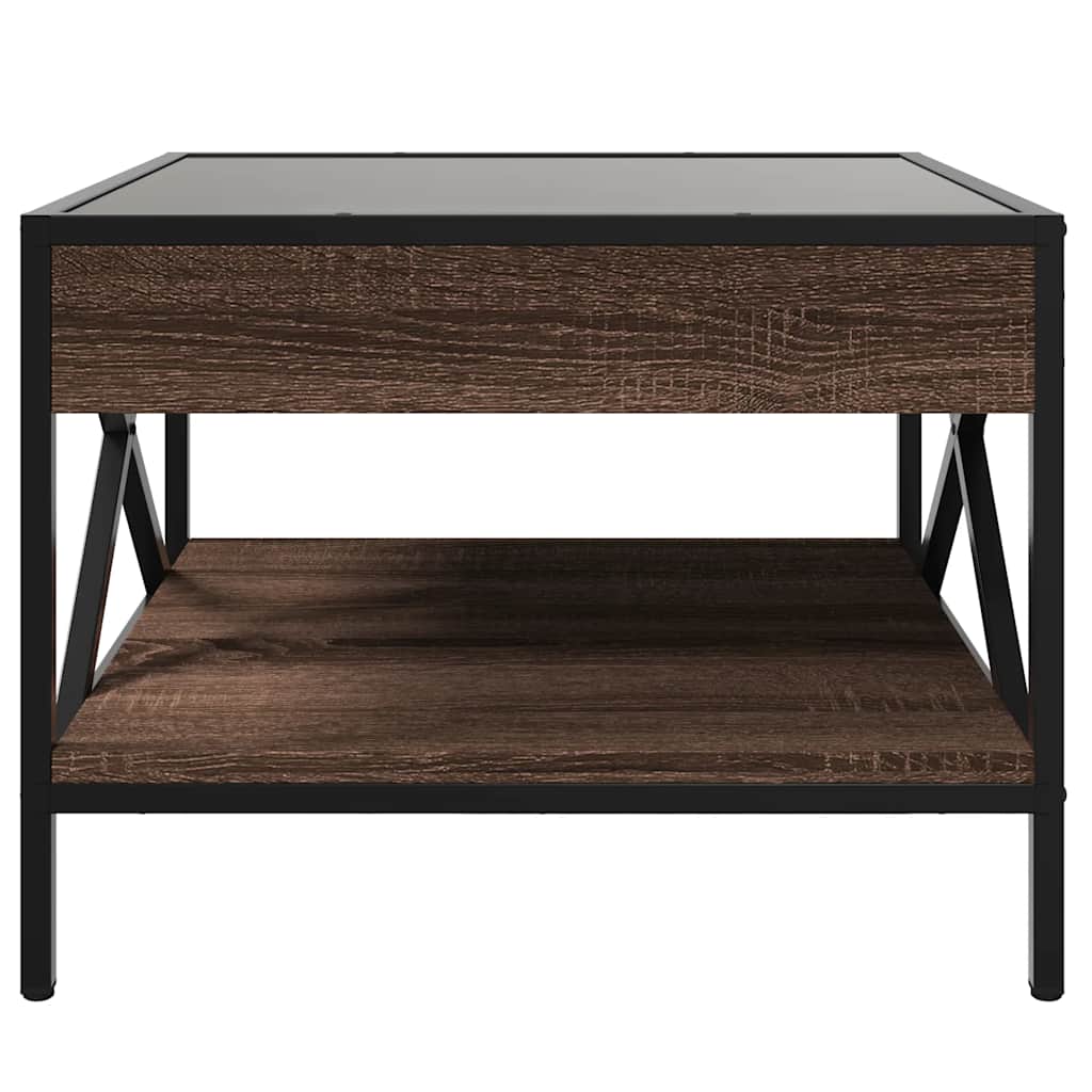 vidaXL Coffee Table with Infinity LED Brown Oak 50x50x38 cm 6