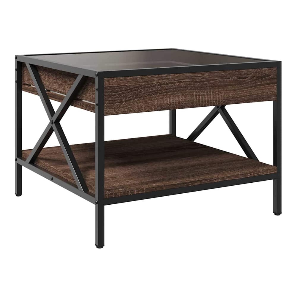 Coffee Table with Infinity LED Depth 50 cm Brown oak 50 cm