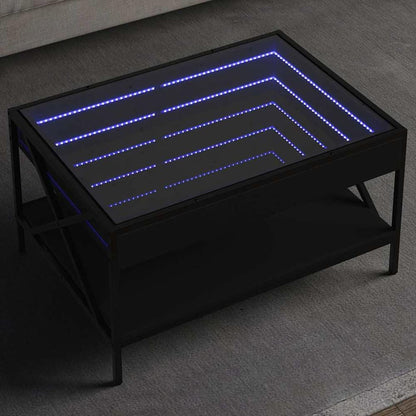 Coffee Table with Infinity LED Depth 50 cm Black 70 cm