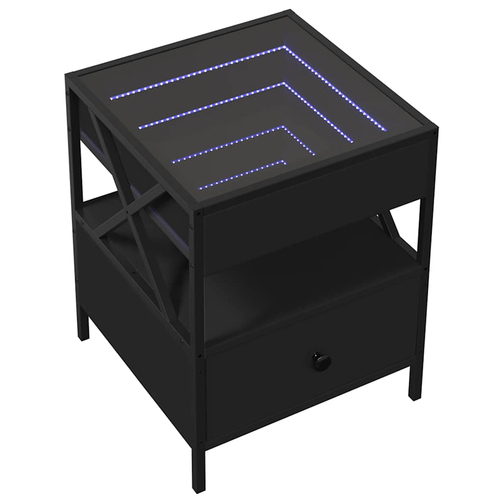 vidaXL Coffee Table with Infinity LED Black 40x40x51 cm 3