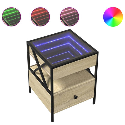 vidaXL Coffee Table with Infinity LED Sonoma Oak 40x40x51 cm 2