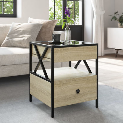vidaXL Coffee Table with Infinity LED Sonoma Oak 40x40x51 cm 4