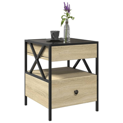 vidaXL Coffee Table with Infinity LED Sonoma Oak 40x40x51 cm 5
