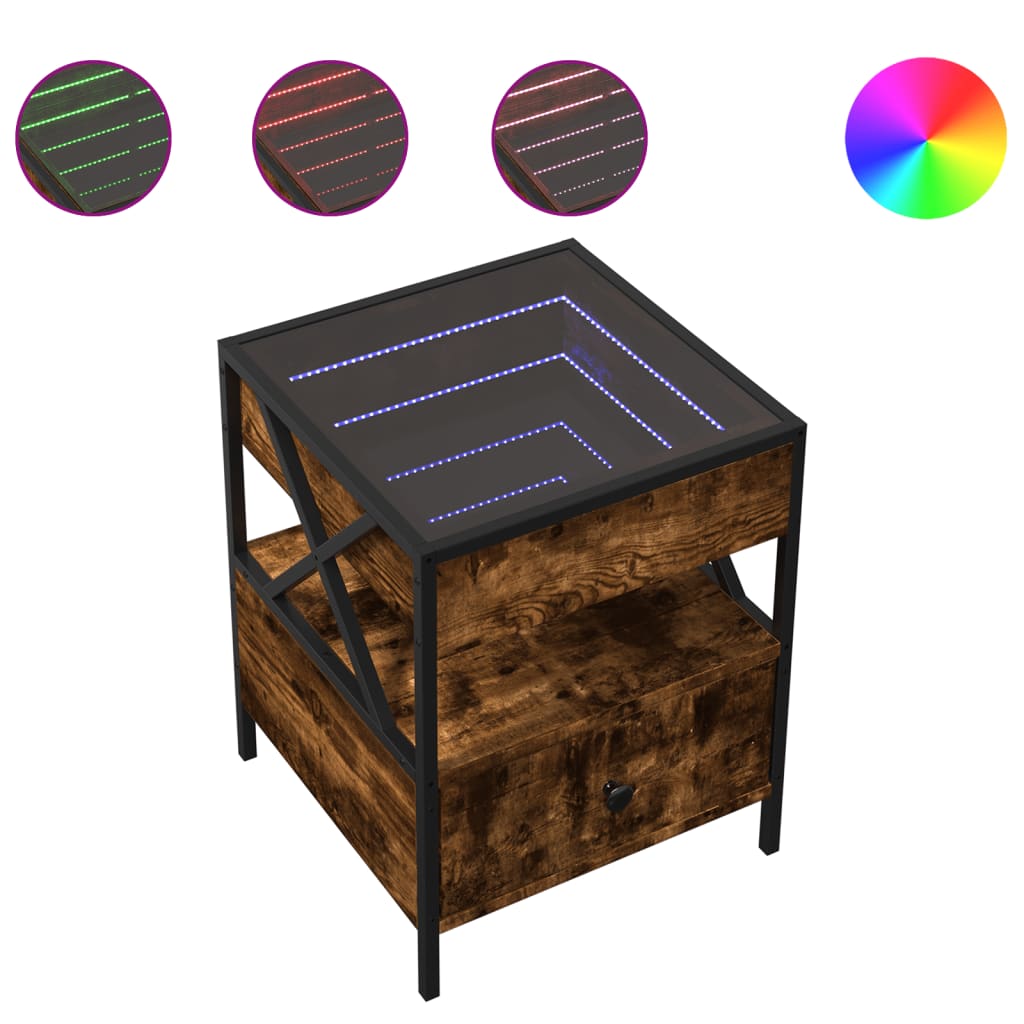 Coffee Table with Infinity LED Smoked oak