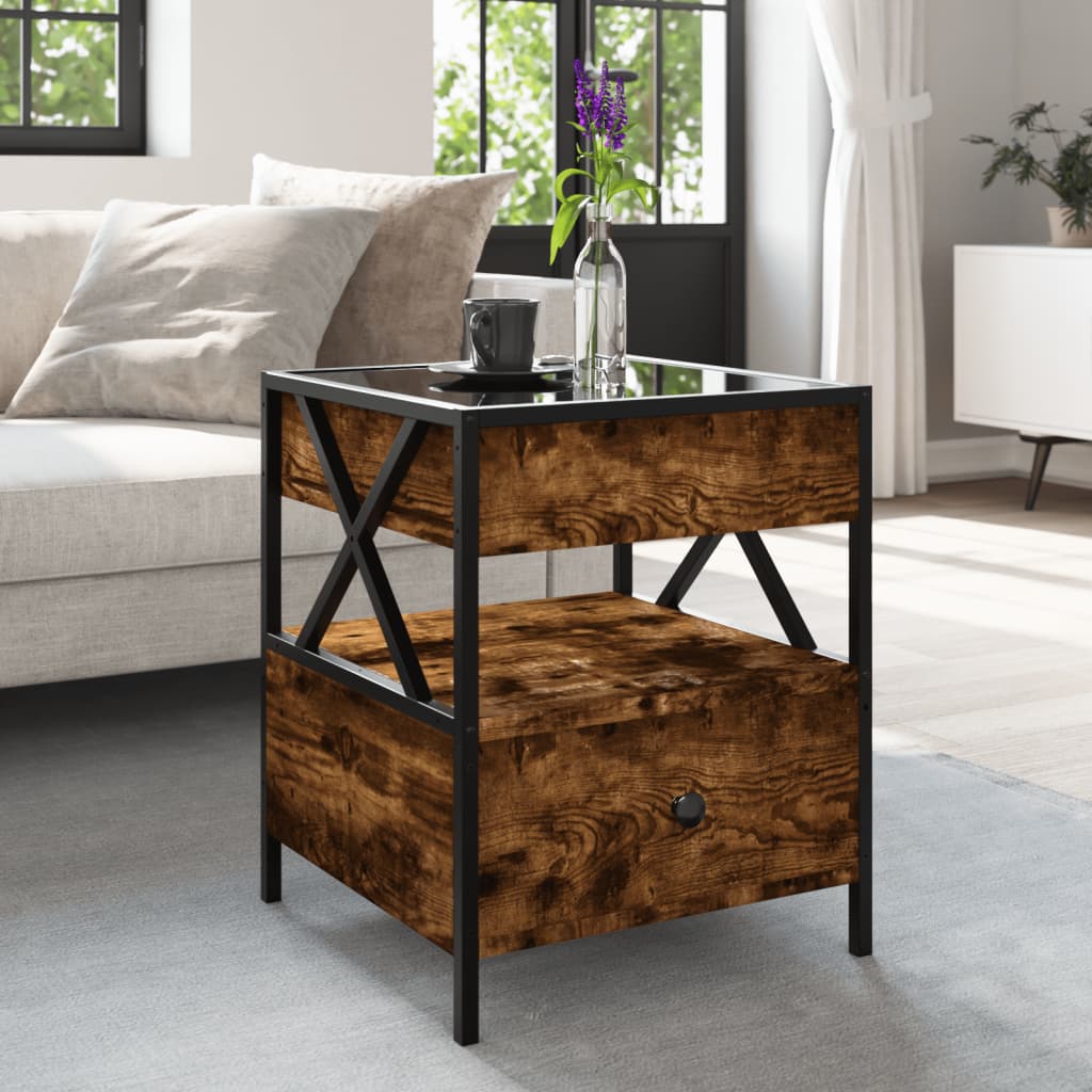 Coffee Table with Infinity LED Smoked oak