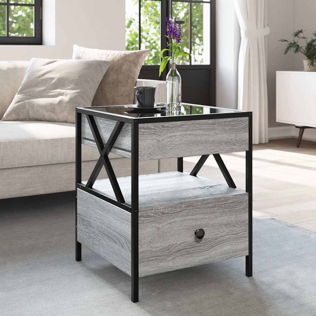 Coffee Table with Infinity LED Grey sonoma
