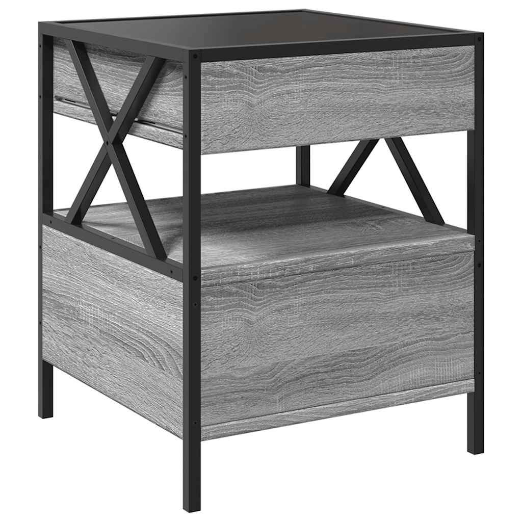 vidaXL Coffee Table with Infinity LED Grey Sonoma 40x40x51 cm 6