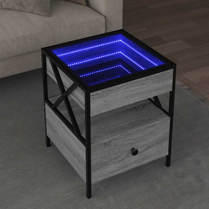 vidaXL Coffee Table with Infinity LED Grey Sonoma 40x40x51 cm 1