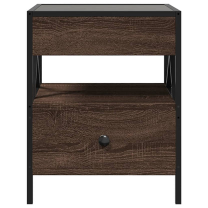 vidaXL Coffee Table with Infinity LED Brown Oak 40x40x51 cm 6