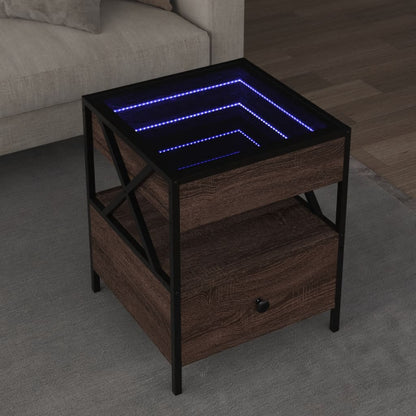 vidaXL Coffee Table with Infinity LED Brown Oak 40x40x51 cm 1