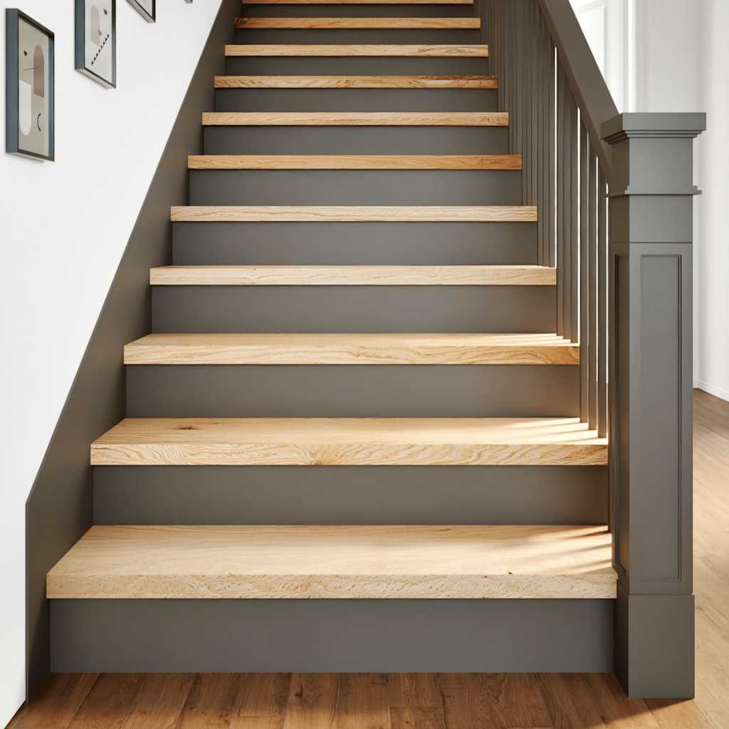 vidaXL Stair Treads 2 pcs Untreated 100x25x2 cm Solid Wood Oak 1