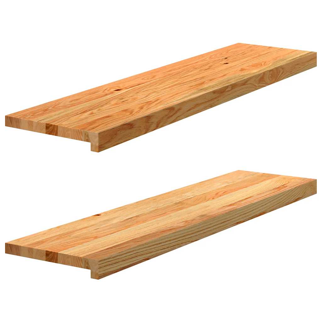 vidaXL Stair Treads 2 pcs Light Brown 100x25x2 cm Solid Wood Oak 2