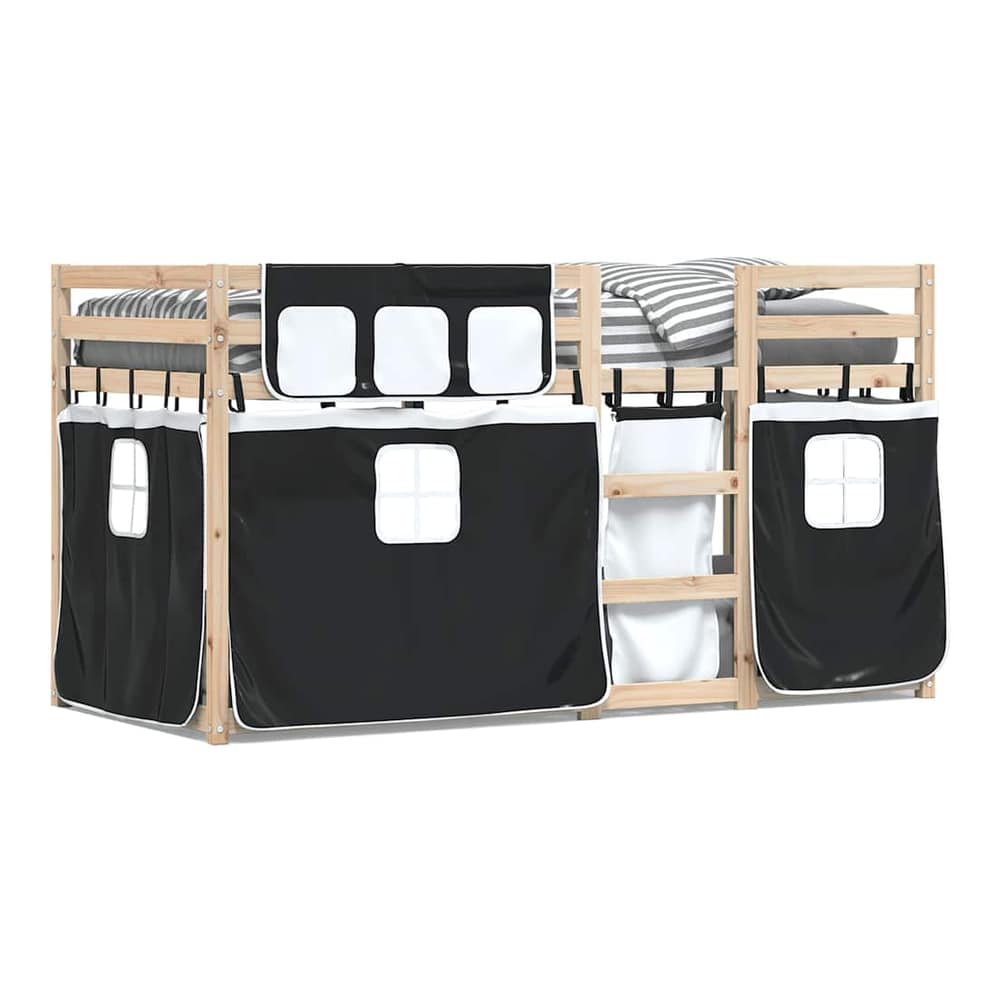 Bunk Bed without Mattress Solid Wood Pine Black