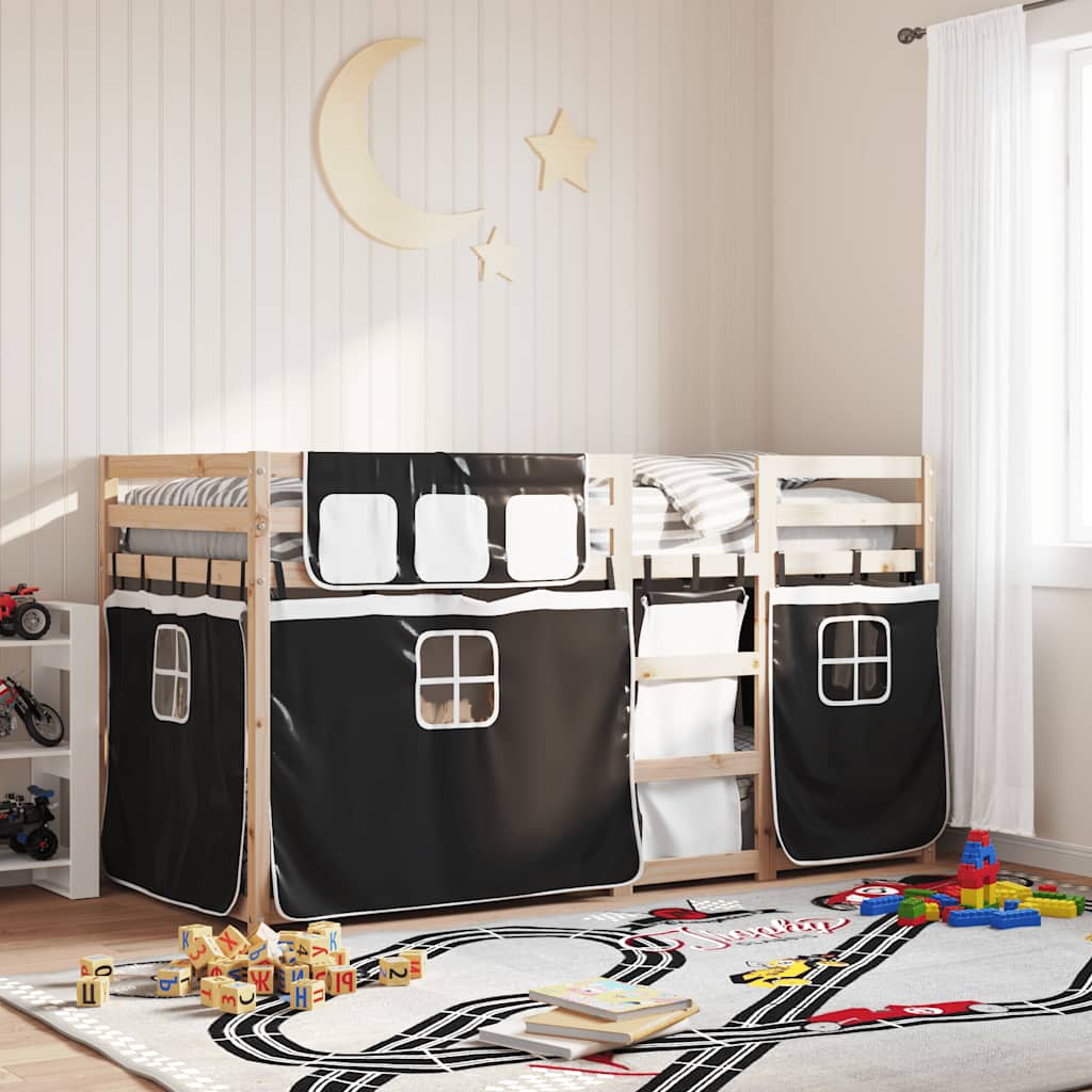 Bunk Bed without Mattress Solid Wood Pine Black 90 cm