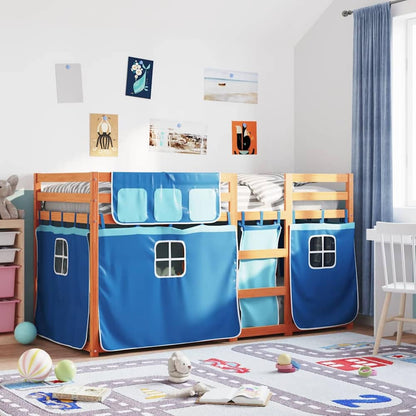 Bunk Bed without Mattress Solid Wood Pine Light brown and blue 80 cm