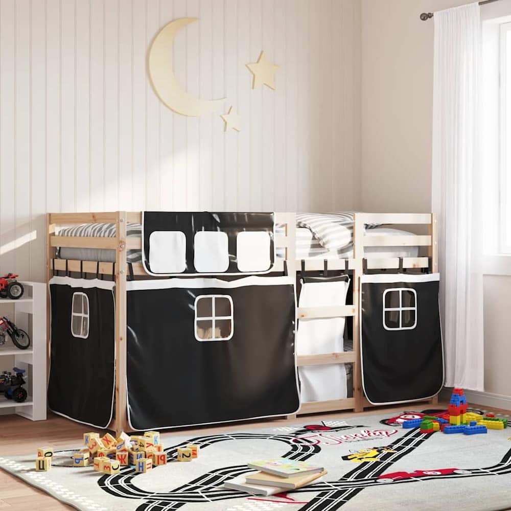 Bunk Bed without Mattress Solid Wood Pine Black 90 x 200 cm