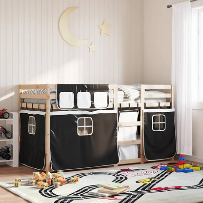 Bunk Bed without Mattress Solid Wood Pine Black 90 x 200 cm