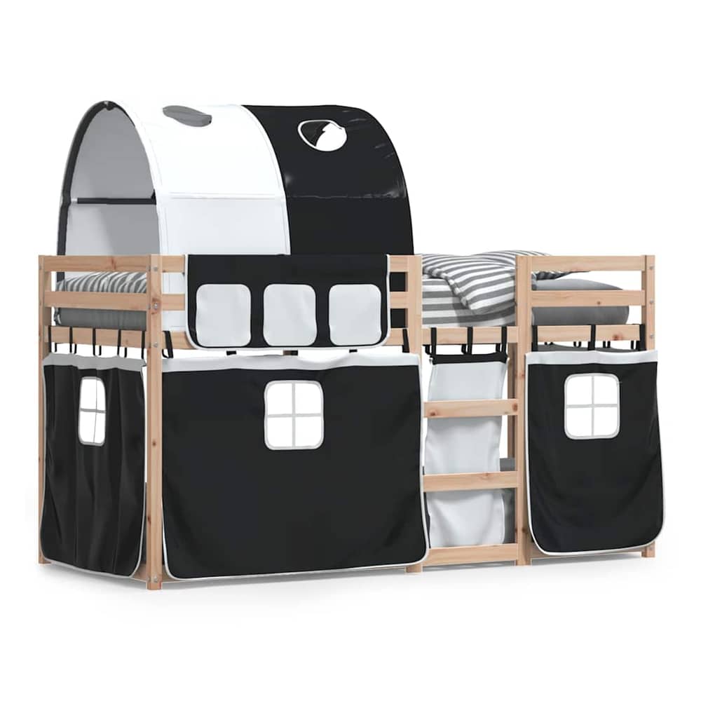 Bunk Bed without Mattress Solid Wood Pine Black 90 cm