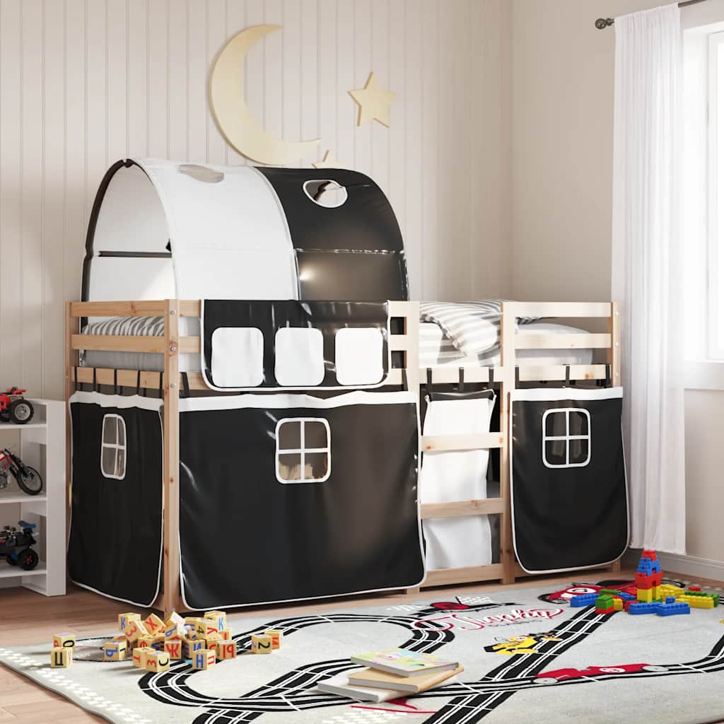 Bunk Bed without Mattress Solid Wood Pine Black 90 cm