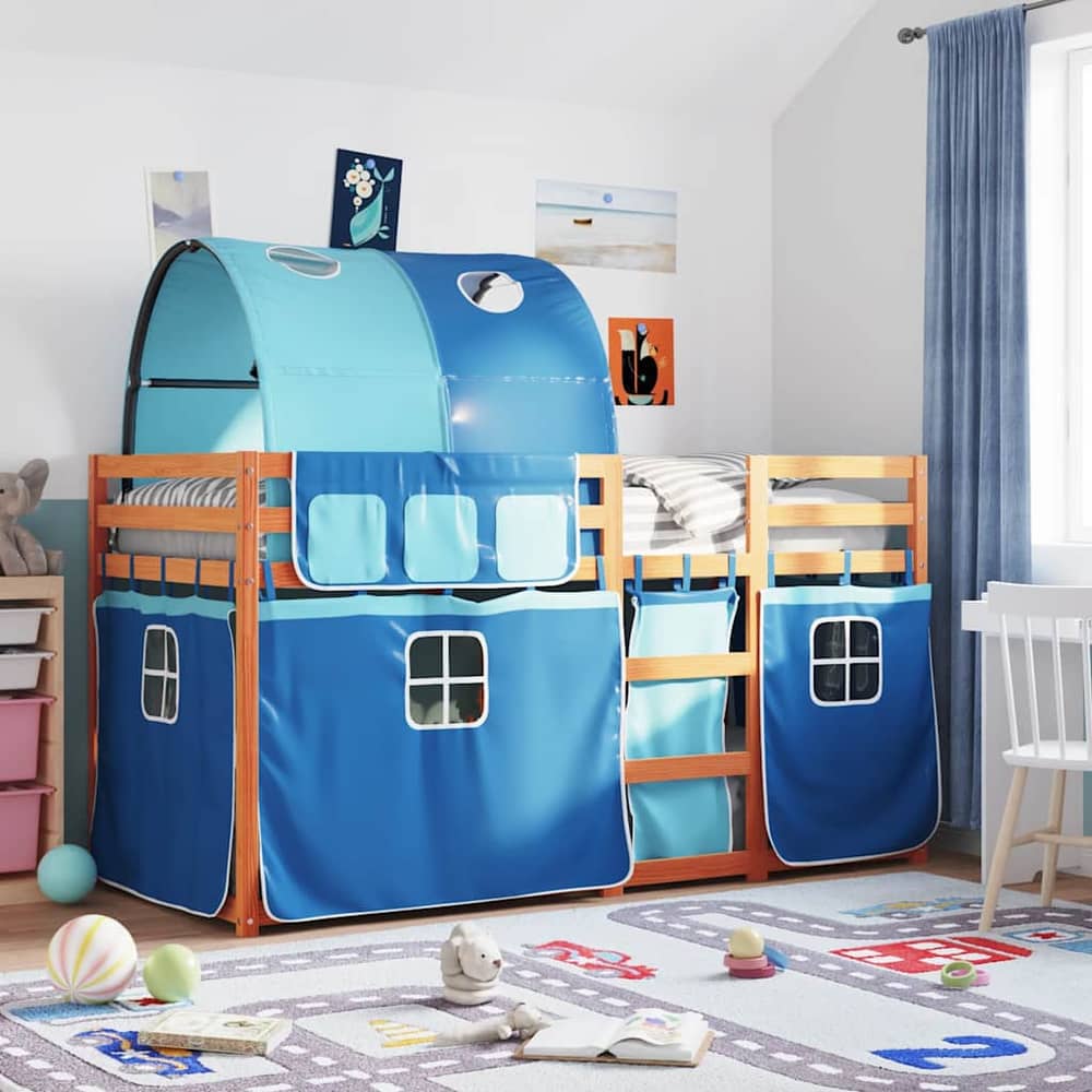 Bunk Bed without Mattress Solid Wood Pine brown blue