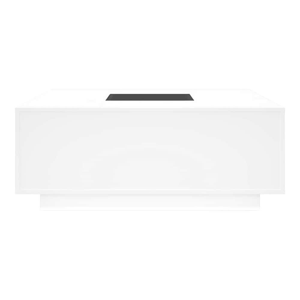 Coffee Table with LED Engineered Wood White 100 cm 100 cm