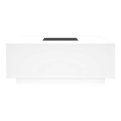 Coffee Table with LED Engineered Wood White 100 cm 100 cm