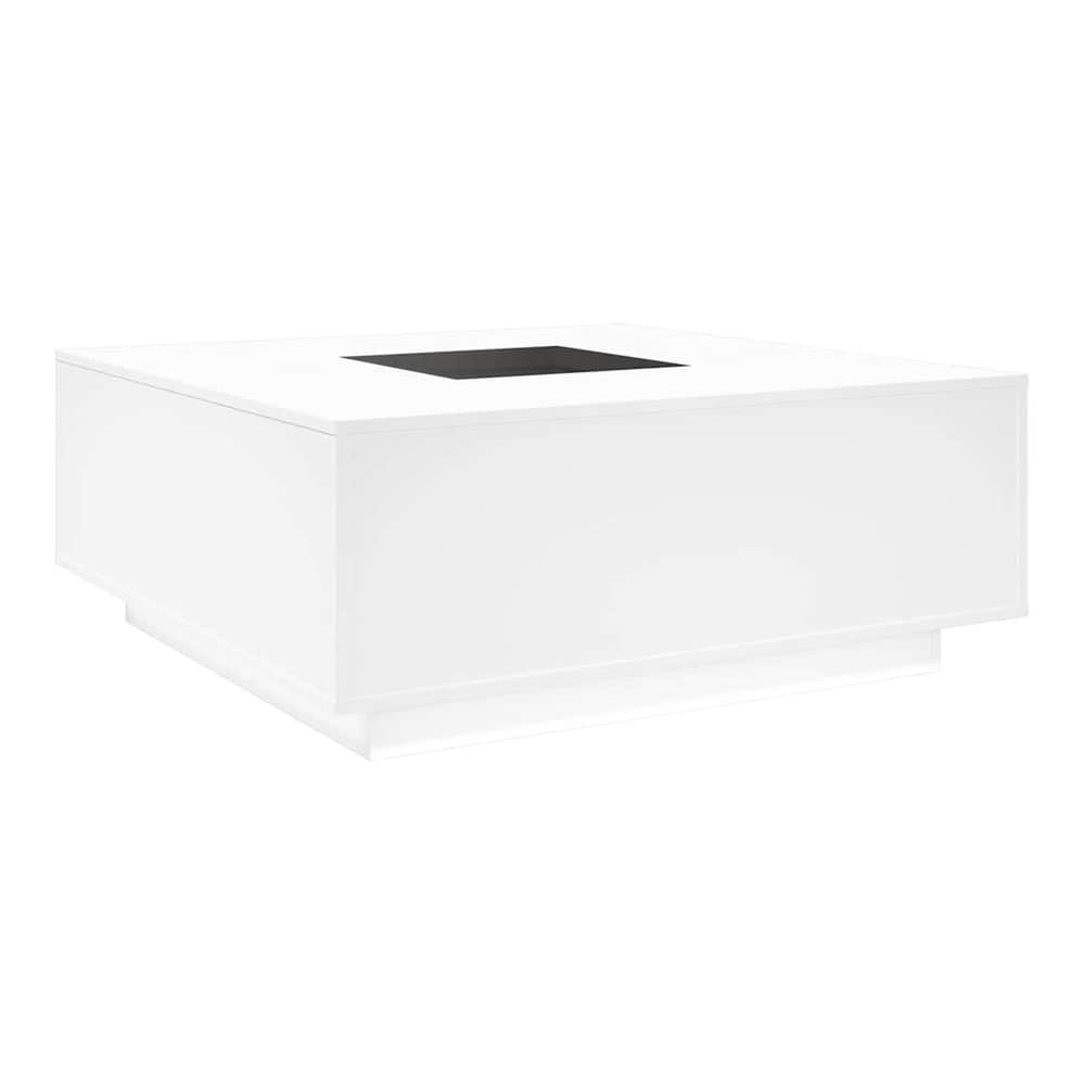 Coffee Table with LED Engineered Wood White 100 cm 100 cm